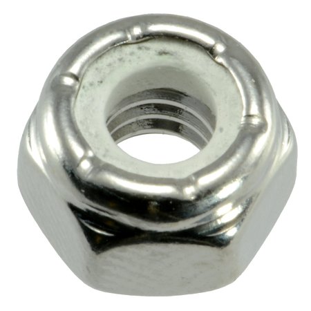 MIDWEST FASTENER Nylon Insert Lock Nut, 1/4"-20, 18-8 Stainless Steel, Not Graded, Polished, 8 PK 33383